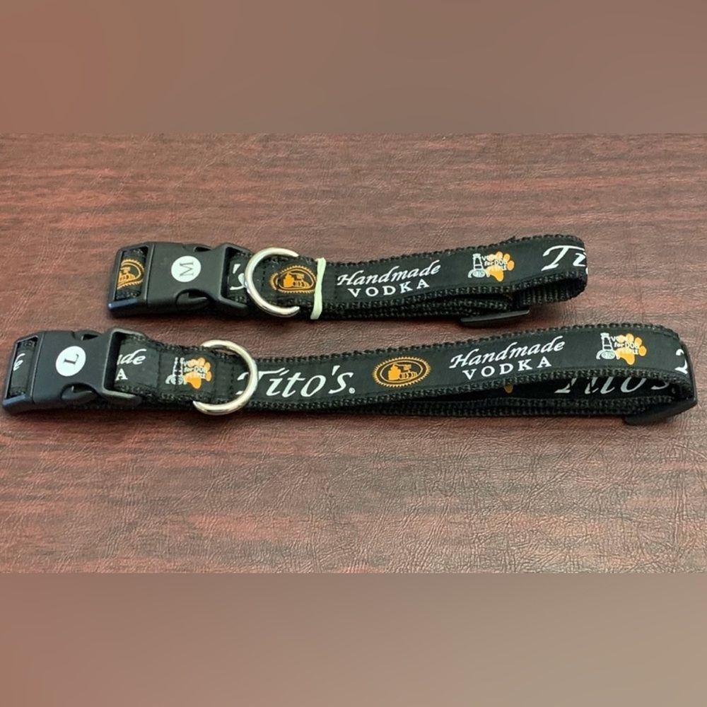 Tito’s Handmade Vodka Dog Collar Black Adjustable 12–20” NWOT